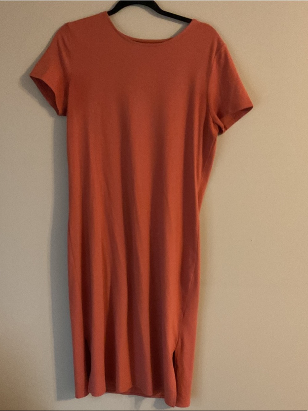 Classic Coral Midi T-Shirt Dress
